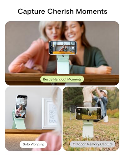 MOFT Phone Stand, Magnetic Phone Tripod Stand Stain-Resistant MOVAS Leather & Angle Adjustment & Strong Magnets Tripod for iPhone 17/16/15/14/13/12 (Included Metal Ring)-Peppermint - color: Peppermint, size: Without Card Slot
