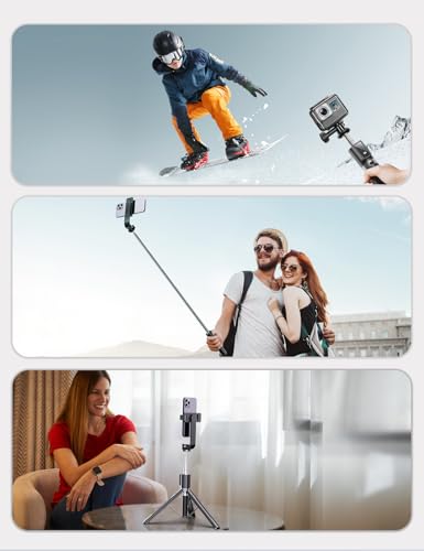 ANXRE Selfie Stick Tripod with Fill Light and Stable Base, Extendable Phone Tripod with Detachable Wireless Remote, 50" Travel Stand for Cell Phone Film & Vlog Compatible with iPhone Android Gopro - size: 50"-Light