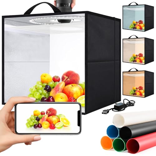 Light Box,Light Box Photography,12"x12"Photo Box,Photo Light Box,Product Photography Light Box with CRI >95,120 LEDs Lights,6 Photo Backdrops for Product Display - size: 12in X 12in