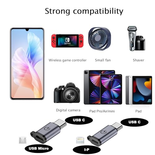 USB C to Micro Adapter, USB C to IP Adapter, Micro to USB C Adapter, USB C to USB Adapter,USB to USB C Adapter,USB C to USB B Adapter,9 Stück. - color: grey-9in1
