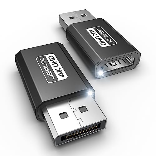 4K DisplayPort to HDMI Adapter 2-Pack, JSAUX DP PC to HDMI Monitor Converter Video UHD 2K@120Hz,4K@30 DP to HDTV Male to Female Uni-Directional adapter Compatible with Dell, Lenovo, HP,GPU, AMD -Black - color: Black, size: 2Pack