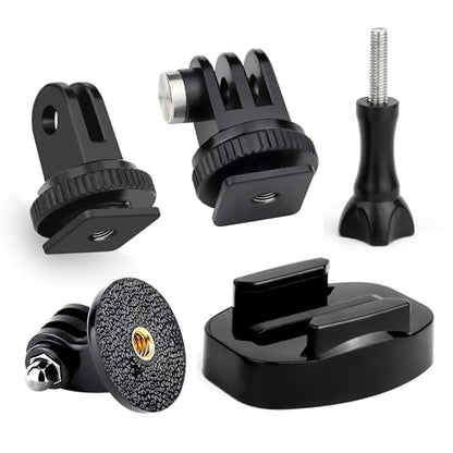 Quick Release Tripod Mount Adapter and Cold Shoe to Tripod Mount Convertor Accessories Kit for GoPro Hero 13 12 11 10 9 8 7 6 5 4 3 DJI OSMO SJCAM Xiaoyi and Most Action Cameras