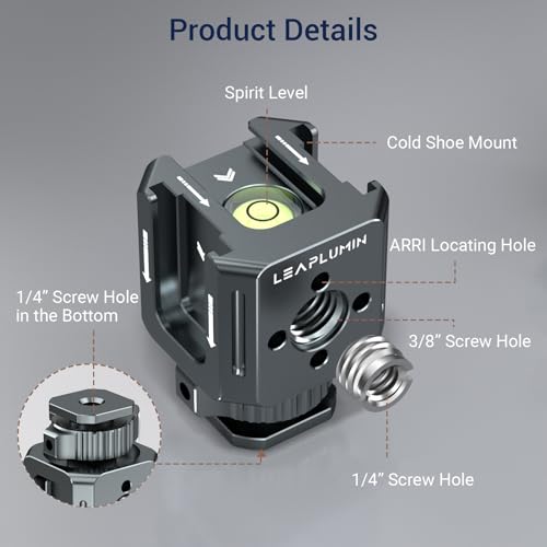 Triple Cold Shoe Mounts Adapter, 3/8'' Screw Hole to 1/4'' Screw Hole, Aluminum Alloy Hot Shoe Extension Bracke for DSLR Camera Flash Light, Monitor, Microphone-Gray - color: Gray