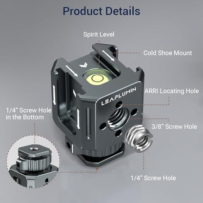 Triple Cold Shoe Mounts Adapter, 3/8'' Screw Hole to 1/4'' Screw Hole, Aluminum Alloy Hot Shoe Extension Bracke for DSLR Camera Flash Light, Monitor, Microphone-Gray - color: Gray