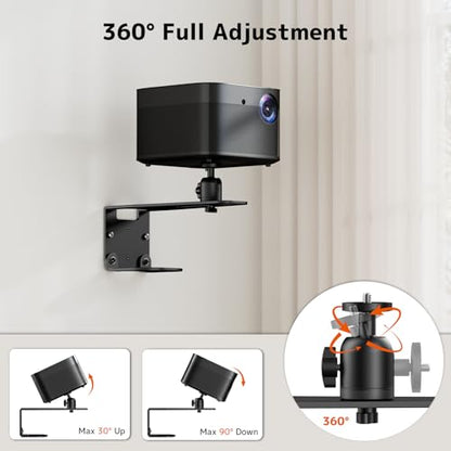 PUTORSEN Projector Wall Mount - Projector Wall & Ceiling Mount with 1/4” Screw, 22 lbs Wall & 13.2 lbs Ceiling Load Capacity, 360° Rotation & 5 inch Adjustment, for Home Theater/Office/Conference Room