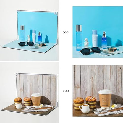 16x11.5 Inch Photo Backdrop Board Small Product Photography Backdrop Kit, 6PCS Double Sided 12 Patterns Flat Lay Background Paper Photoshoot Props, for Food Jewelry Cosmetics Photography - color: 6pcs rainbow series
