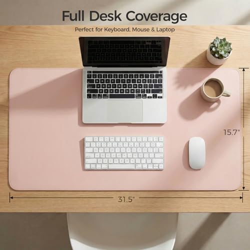 Silicone Desk Mat for Minimal, Creative, Vanity Desk – Reduces Glare, Comfortable Viewing – Writable, Non-Slip, Waterproof, Roll-Up – Food-Grade Platinum-Cured Silicone, Gift Tube（Blush Pink） - color: Blush Pink