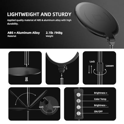Anautin 10.5in LED Desk Ring Light, Video Conference Lighting for Zoom Meeting/Video Calls, Live Stream, Home Office, Computer Lighting for Webcam, Online Classes, Professional Streaming