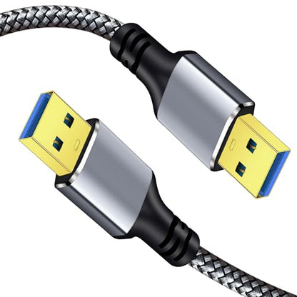 Tan QY USB 3.0 A to A Male Cable 1.5Ft, USB Male to Male Cable Double End USB Cord Compatible with Hard Drive Enclosures, DVD Player, Laptop (Silver, 1.5FT) - size: 1.5FT