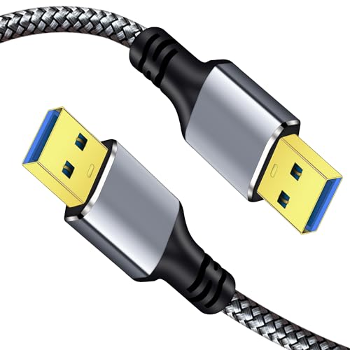 Tan QY USB 3.0 A to A Male Cable 15Ft, USB Male to Male Cable Double End USB Cord Compatible with Hard Drive Enclosures, DVD Player, Laptop (Silver, 15FT) - size: 15FT