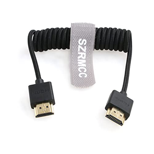 SZRMCC 8k 2.1 HDMI to HDMI Ultra High Speed Coiled Braided Cable for Z Cam E2 Sony FX6 FX9 Canon EOS C70 C300 Portkeys BM5 Atomos Ninjav V Shogun Monitor - color: Black Braided Coiled Cable, size: HDMI-HDMI