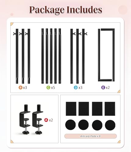 MEILIDY Over The Table Rod Stand with Clamps for Balloon Backdrop, Black | Adjustable 33.5-106 Inch Length 36.6-48 Inch Height, Fits for Party Wedding Birthday Anniversary - color: Black