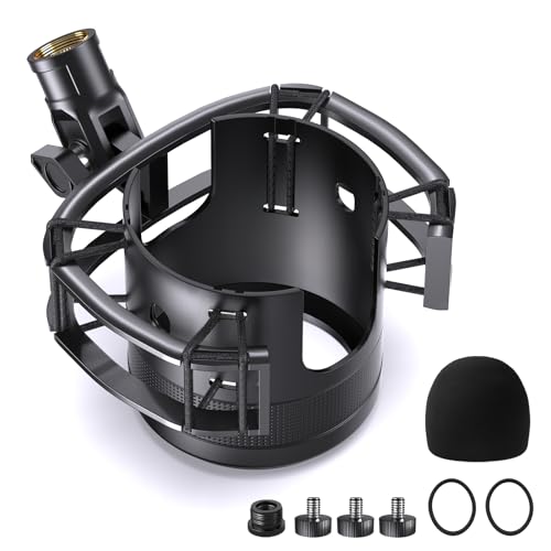 Custom Built Shock Mount with Pop Filter for Blue Yeti Microphones, Metal/Plastic Frame, Anti-Vibration Suspension, Floor Mount - size: Blue Yeti Shock Mount with Windscreen