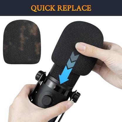SOULWIT 2Pcs Pop Filter for MAONO PD400X Dynamic, Protective Mic Cover Windscreen Foam - Black