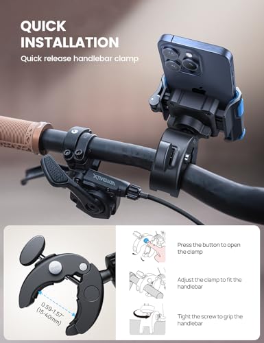 Lamicall Motorcycle Phone Mount Holder - [Camera Friendly] [1s Lock] Bike Phone Holder Handlebar Clamp, Bicycle Scooter Phone Clip, for iPhone Air, 17, 16, 15 Pro Max, Galaxy S25, 4.7-7" Phones, Blue - color: Blue