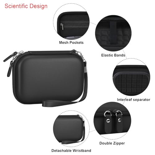 Elonbo Camera Carrying Case for KODAK PIXPRO FZ55 / FZ53 / FZ45 / FZ43 16MP Digital Camera, Vlogging Camera Storage Holder Travel Bag, Mesh Bag Fits Batteries, Cable, Memory Card, Card Reader, Black - color: Black+Inside Black