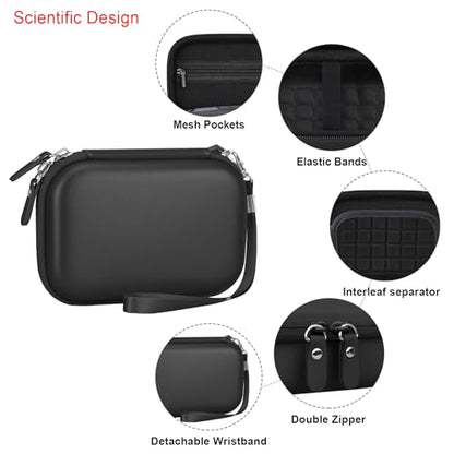 Elonbo Camera Carrying Case for KODAK PIXPRO FZ55 / FZ53 / FZ45 / FZ43 16MP Digital Camera, Vlogging Camera Storage Holder Travel Bag, Mesh Bag Fits Batteries, Cable, Memory Card, Card Reader, Black - color: Black+Inside Black