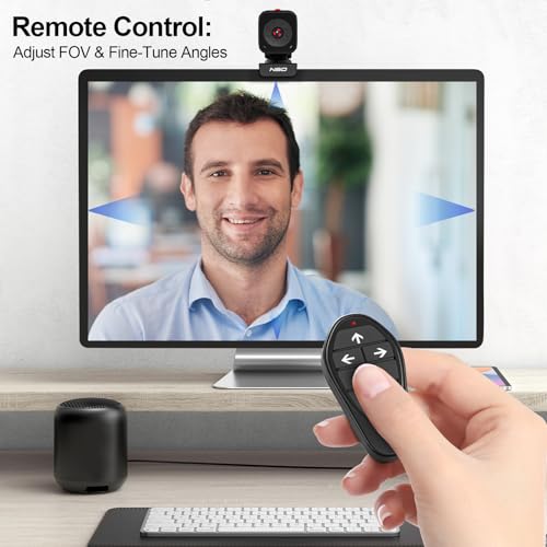 NBD 2K Webcam for PC & Laptop, Autofocus Computer Camera with Remote Control, 2 AI-Noise Canceling Microphones, Stereo Mics, Adjustable Field of View, Low-Light Correction, Built-in Privacy Cover W100