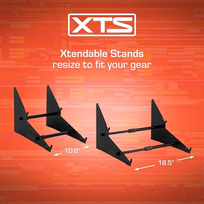2-Tier XTS Desktop Stand, Adjustable Length from 10.6" - 18.5" for Sampler/Synth/MIDI Controller/Drum Machine, fits MPC Live 3 & Live 2/TR-8S/Analog Rytm/Octatrack, easy to assemble and resize - size: 2-Tier