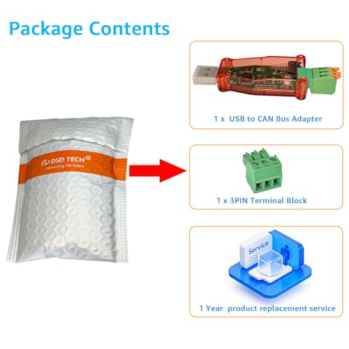 DSD TECH SH-C30A USB to CAN Bus Adapter Base on Canable Support SocketCAN Cangaroo