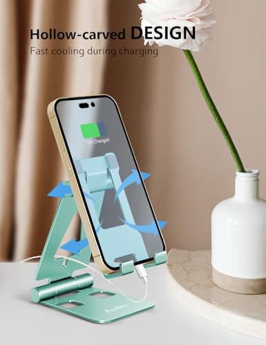 Aoviho Adjustable Cell Phone Stand Desktop Phone Holder - Universal Foldable Moblie Phone Stand for iPhone 17 16 Pro Xs Max Xr X 8 7 6 5 5s SE All Phones… (Mint Green) - color: Mint Green