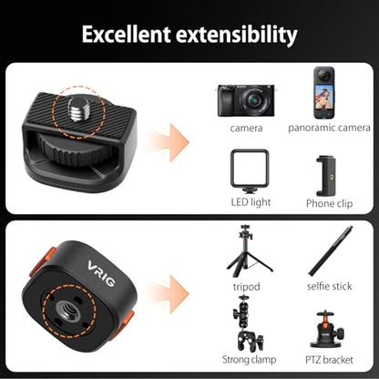 VRIG Claw Mini Quick Release Plate Tripod QR Camera Mount Adapter, Quick Setup Kit with 1/4'' Screw, for Quick Switching Between Action Cameras and Tripods/Monopods/Handles - size: 1/4 quick-release mount