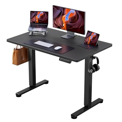 ErGear Height Adjustable Electric Standing Desk, 40 x 24 Inches Sit Stand up Desk, Memory Computer Home Office Desk, Carbon Fiber Black - color: Carbon Fiber Black, size: 39.4 X 23.6 Inches
