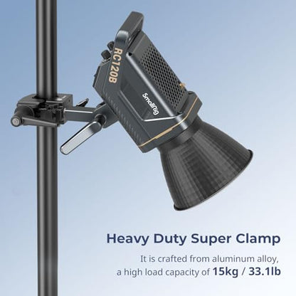 SMALLRIG Super Clamp Kit, Heavy Duty Max Load 33lb /15kg, with a 1/4"-20 & a 3/8"-16 Top Screw on a 5/8" Stud, for Photography Studio Video Camera Lighting, for Round Pipe and Flat Surface - size: Clamp