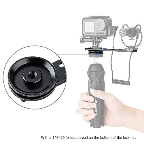JJC Metal Cold Shoe Extension Mount for Sony RX100 VII A6400 A6100 A6600 | for Canon G7X Mark III EOS M6 Mark II GoPro Hero DJI OSMO Action Camera & Cell Phone to Add Mic, Arca Swiss Type Plate