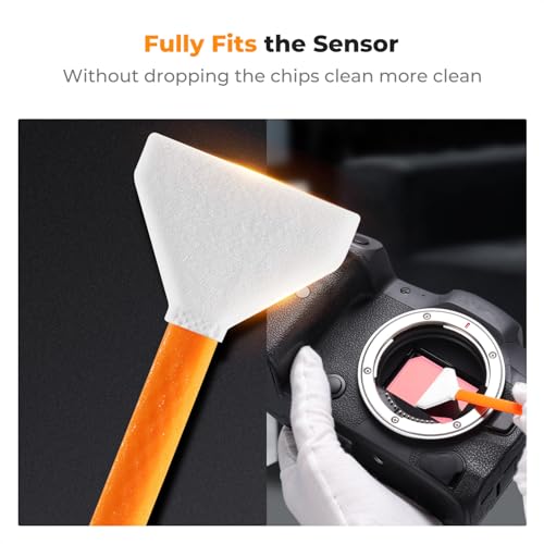 K&F CONCEPT 24mm Full Frame Sensor Cleaning Swab*10 + 20ml Sensor Cleaner, DSLR SLR Digital Camera CMOS and CCD Sensor Cleaning Swab Kits for Nikon Sony Canon Camera Clean - size: 24mm