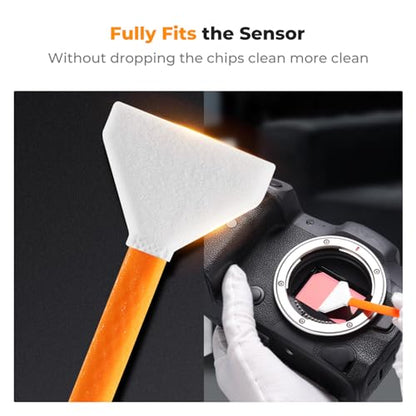 K&F CONCEPT 24mm Full Frame Sensor Cleaning Swab*10 + 20ml Sensor Cleaner, DSLR SLR Digital Camera CMOS and CCD Sensor Cleaning Swab Kits for Nikon Sony Canon Camera Clean - size: 24mm