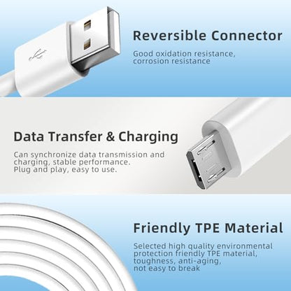 9.8FT Micro USB Charging Cable Arlo 9V Power Adapter for Arlo Pro2, Pro, Q/Go, Essential Spotlight XL, Spotlight Indoor Cam, Wyze Cam Pan v3 v2, Yi Home Blink Camera Charger Cord Replacement - size: 9.8 Feet, style: 1 Pack