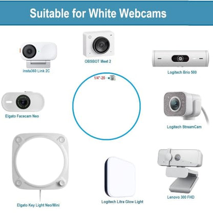 White Webcam Magnetic Stand Holder for Logitech Brio 100, Brio 300,Brio 500,C270,C310 webcams