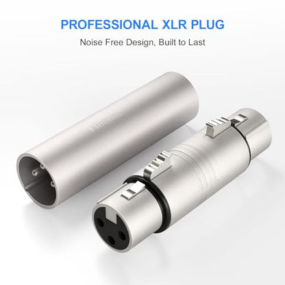 4 Pack (2 Pair) Professional XLR Adapter, 3 Pin XLR Female to Female & Male to Male Connector, Fit for Microphone, Audio Mixer, Speaker, Silver - size: 2 Pair