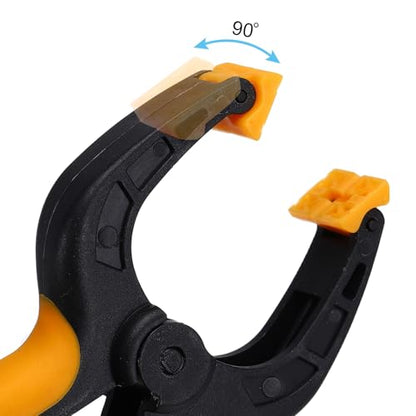 MECCANIXITY 3 Inch Backdrop Spring Clamps, 6 Pack Plastic Flexible Anti-Slip Strong Clips Mini Clamps for Stand DIY Project Photography Studio, Black and Yellow