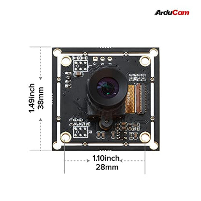 Arducam 2MP Global Shutter USB Camera, 50fps OV2311 Monochrome UVC Webcam Module with Low Distortion M12 Lens Without Microphones, Compatible with Windows, Linux, Android and Mac OS - size: 50fps