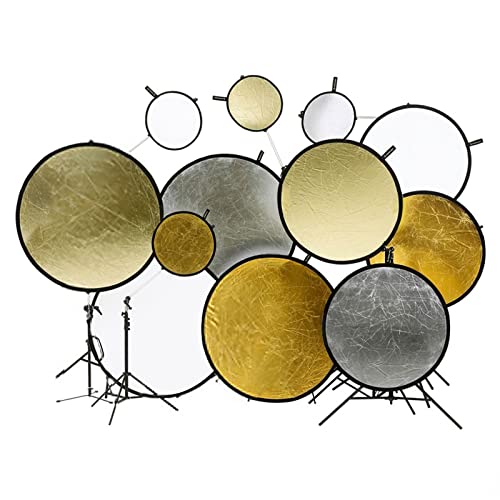 2 in 1 Lighting Reflectors Round Folding Portable 12" 30cm for Photography Reflector Portrait Still Life Fill Light