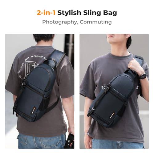 K&F CONCEPT Camera Sling Bag Crossbody Bag Camera Shoulder Backpack DSLR/SLR/Mirrorless Photography Bags Compatible with Canon/Nikon/Sony/Fuji/Gopro/DJI - color: Blue, size: Medium