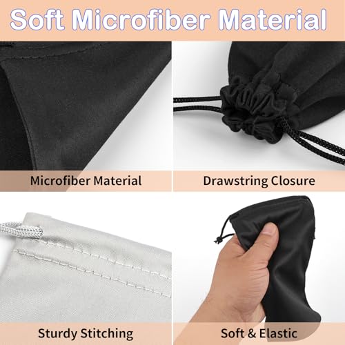 Hoiny 6 Pcs Microfiber Glasses Sunglasses Pouch with 2 Cleaning Cloths, Soft Drawstring Storage Bag for Phone, Eyeglass Case - color: Multi Color