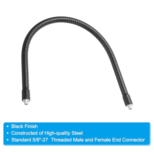PATIKIL 16" Gooseneck, 2 Pcs 1/4"-20 Male to Male Thread Metal Universal Hose Flexible Arm Gooseneck Tube Extension Holder for Action Camera, Phone, Microphone, Black - size: 16"