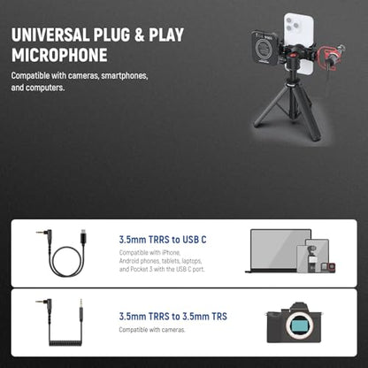 NEEWER Basics PA050 Vlogging Kit for iPhone Android Phone for YouTube TikTok Streaming Video Recording, Selfie Stick Tripod + Microphone + LED Fill Light, Youtuber Starter Content Creator Essentials