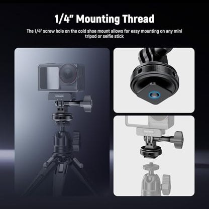 NEEWER Action Camera Cold Shoe Mount Adapter Compatible with GoPro Accessories Go Pro DJI Insta360 AKASO, Metal 1/4" Thread Hot Shoe Mount for Mini Tripod Selfie Stick, 180° Tilt, GP-63 - style: GP-63