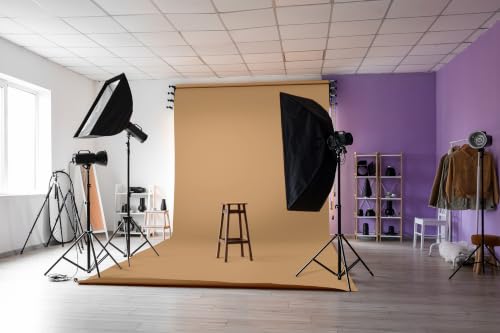 Denny Manufacturing - Seamless Paper Backdrop for Photography, Khaki Seamless Paper Roll (86 in x 36 ft) Includes Free Roll Black Gaffer Tape (2 in x 13 ft) - color: Khaki Brown, size: 86 in x 36 ft