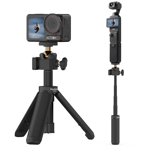 MINIFOCUS Extendable Mini Camera Tripod, 360° Ball Head with Cold Shoe, 4 Levels Adjustment Small Selfie Stick for Gopro Hero 13/12/11/10 DJI Osmo Pocket 4/3 Action 5 Pro insta360 X5/X4 - color: T1013