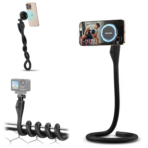 29.5'' Magnetic Flexible Gooseneck Phone Mount Holder for iPhone 17 16 15 Pro Max & Action Camera,Long Arm Bendable Selfie Stick Cell Phone Stand with 1/4"20 for Stroller Treadmill Gym Shopping Cart