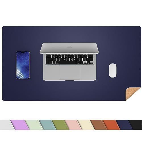 AFIING Cork Desk Mat 23.6 x 13.7, Dual-Sided Cork & PU Leather Desk Pad, Waterproof Non-Slip Desk Protector for Home Office, Study Desk & Minimalist Workspace Blue - color: Blue, size: 23.6" x 13.7"