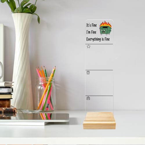 Monitor Memo Board Computer Monitor Memo Board Everything is Fine Sign Funny Office Desk Accessories Acrylic for Computer Monitors No Screen Damage 12.6X 3.15 x 0.2 inches - style: Fine