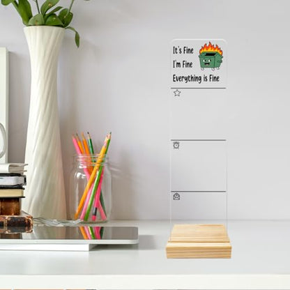 Monitor Memo Board Computer Monitor Memo Board Everything is Fine Sign Funny Office Desk Accessories Acrylic for Computer Monitors No Screen Damage 12.6X 3.15 x 0.2 inches - style: Fine