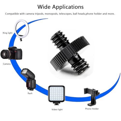 6 Pack 1/4" Male to 1/4" Male Threaded Adapter for Camera Cage Mount, Double Sided Tripod Screw Thread for Light Stand Shoulder Rig Stud Mounting Accessories - color: Black-6 pack