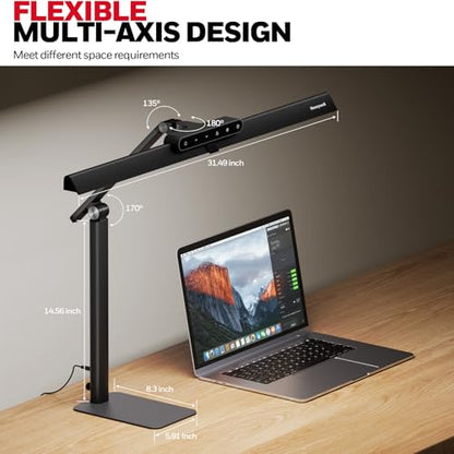 Honeywell LED Desk Lamp with Base - HJ1BK Sunturalux Eye-Caring Architect Desk Lamp for Home Office, 1200LM Computer Desk Light 4 Color Modes Stepless Dimming Task Desk Light with Timer Function Black - style: Black Base